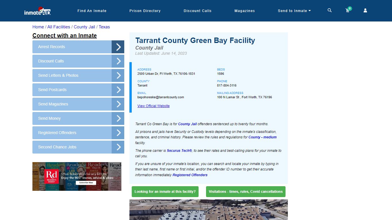 Tarrant County Green Bay Facility - Inmate Locator - Ft Worth, TX